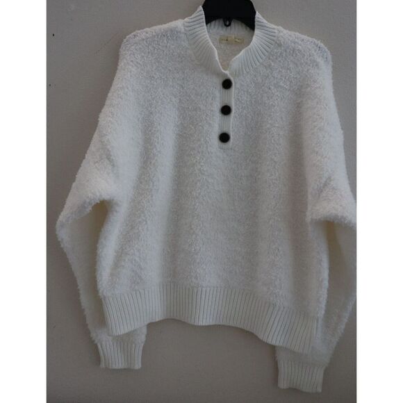 L.A. Hearts Sweaters - L.A. Hearts 0290 011 Women's Sz M Ivory Crop Cotton Blend Long Sleeve Sweater